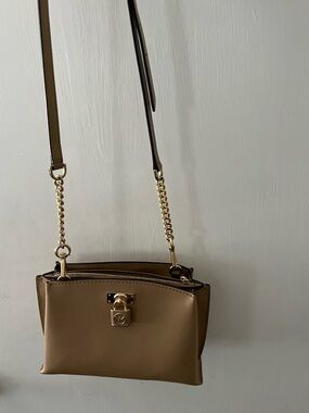 Michael Kors Taupe Crossbody with Gold Chain Trim